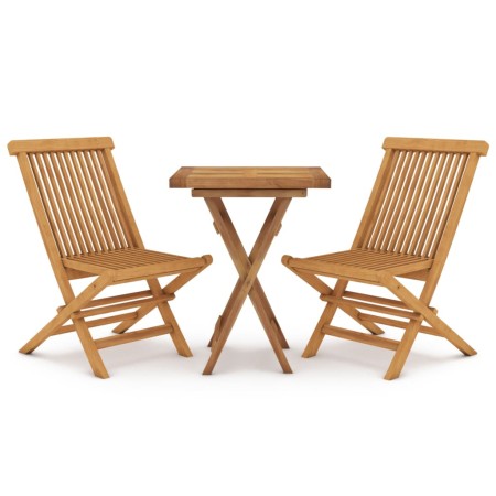 Set da Pranzo per Giardino 3 pz in Legno Massello di Teak