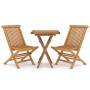 Set da Pranzo per Giardino 3 pz in Legno Massello di Teak