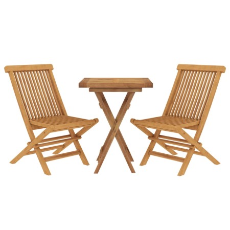 Set da Pranzo per Giardino 3 pz in Legno Massello di Teak