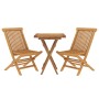Set da Pranzo per Giardino 3 pz in Legno Massello di Teak