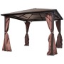 Gazebo con Tenda Marrone in Alluminio 300 x 300 cm