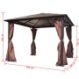 Gazebo con Tenda Marrone in Alluminio 300 x 300 cm