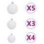 Set Natale con 61 Palline Punta e 150 Luci LED Bianco e Grigio