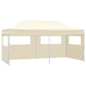 Gazebo Professionale Pieghevole con 4 Pareti 3x6m Acciaio Crema