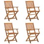 Sedie da Giardino Pieghevoli 4 pz in Legno Massello d'Acacia