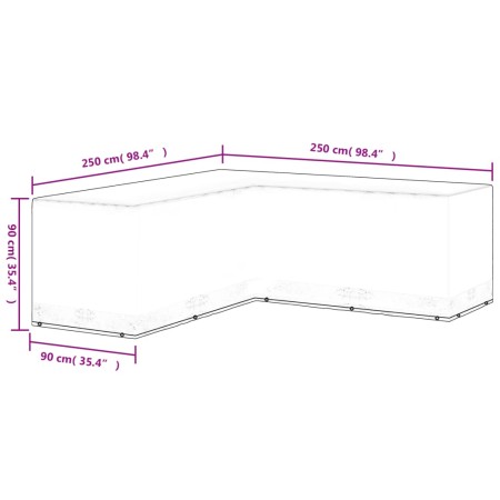 Telo per Mobili da Giardino Forma a L 12 Occhielli 250x250x90cm