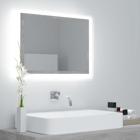 Specchio da Bagno a LED Grigio 60x8,5x37 cm in Acrilico