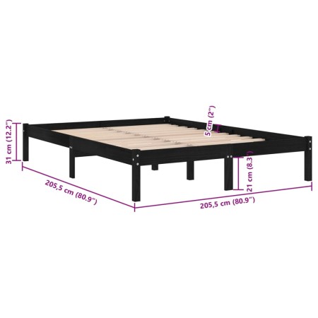 Giroletto Nero in Legno Massello di Pino 200x200 cm