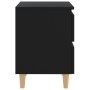Comodini con Gambe in Pino Massello 2pz Neri 40x35x50 cm