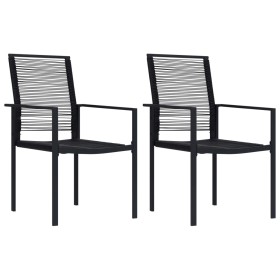 Sedie da Giardino 2 pz in Rattan PVC Nero