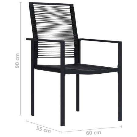 Sedie da Giardino 2 pz in Rattan PVC Nero