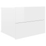 Comodini 2 pz Bianco Lucido 40x30x30 cm in Legno Multistrato