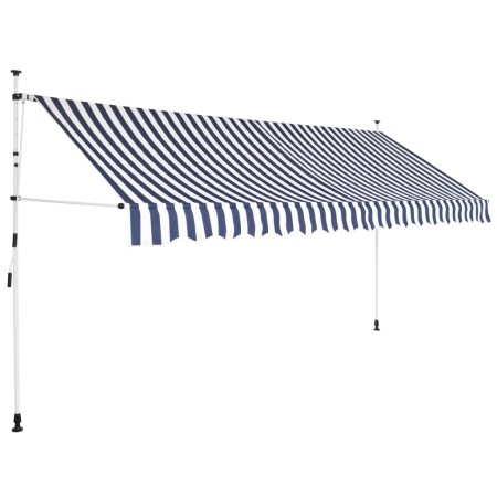 Tenda da Sole Retrattile Manuale 350 cm a Strisce Blu e Bianche