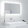 Specchio da Bagno LED Bianco Lucido 80x8,5x37 cm in Acrilico