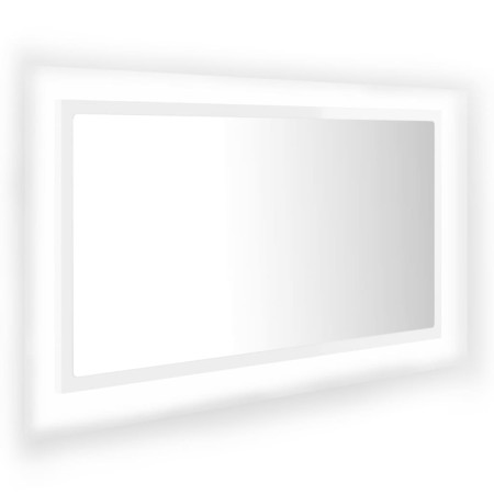 Specchio da Bagno LED Bianco Lucido 80x8,5x37 cm in Acrilico