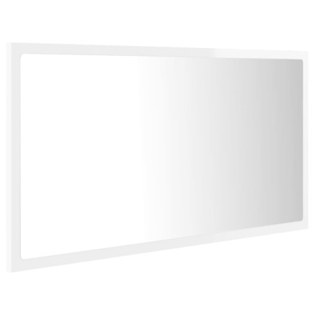 Specchio da Bagno LED Bianco Lucido 80x8,5x37 cm in Acrilico