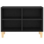 Mobile TV con Gambe in Legno Massello Nero 69,5x30x50 cm