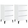 Comodini con Gambe in Metallo 2pz Bianco Lucido 40x35x69 cm