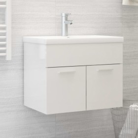 Mobile Sottolavabo Bianco Lucido 60x38,5x46cm Legno Multistrato