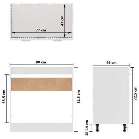 Mobile Sottolavello Bianco 80x46x81,5 cm Legno Multistrato