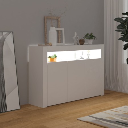 Credenza con Luci LED Bianca 115,5x30x75 cm