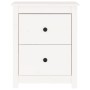 Comodino Bianco 50x35x61,5 cm in Legno Massello di Pino