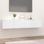 Mobili Porta TV 2pz Bianco Lucido 80x30x30 cm Legno Multistrato