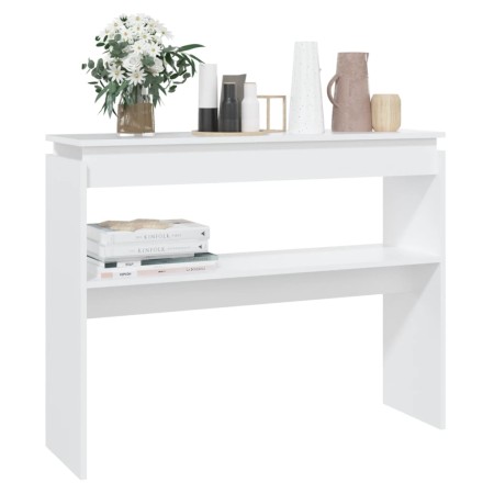 Tavolino Consolle Bianco 102x30x80 cm in Legno Multistrato