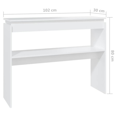 Tavolino Consolle Bianco 102x30x80 cm in Legno Multistrato