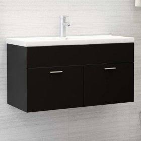 Mobile Sottolavabo Nero 90x38,5x46 cm in Legno Multistrato