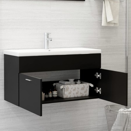 Mobile Sottolavabo Nero 90x38,5x46 cm in Legno Multistrato