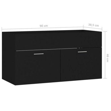 Mobile Sottolavabo Nero 90x38,5x46 cm in Legno Multistrato