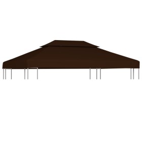 Copertura Superiore per Gazebo a 2 Strati 310g/m² 4x3m Marrone