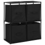 Armadietto con 4 Cesti in Tessuto Nero 63x30x71 cm Acciaio