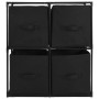 Armadietto con 4 Cesti in Tessuto Nero 63x30x71 cm Acciaio