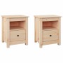 Comodini 2 pz 40x35x49 cm in Legno Massello di Pino