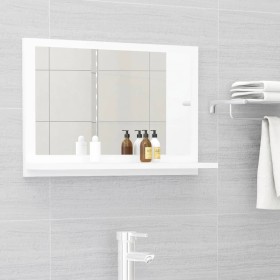 Specchio da Bagno Bianco 60x10,5x37 cm in Legno Multistrato