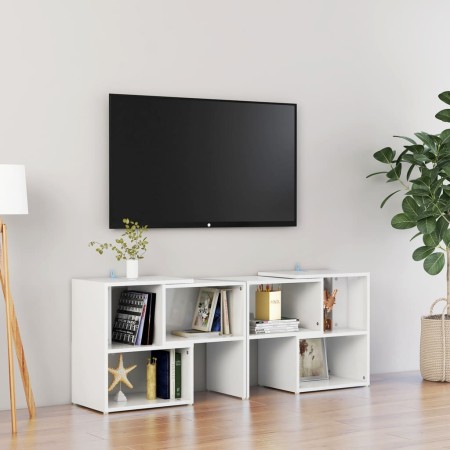 Mobile Porta TV Bianco Lucido 104x30x52 cm in Legno Multistrato