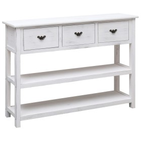 Credenza Bianco Antico 108x30x76 cm Legno Massello di Paulonia