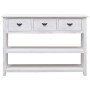 Credenza Bianco Antico 108x30x76 cm Legno Massello di Paulonia