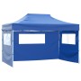 Gazebo Professionale Pieghevole con 4 Pareti 3x4 m Acciaio Blu