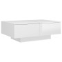 Tavolino Salotto Bianco Lucido 90x60x31 cm in Legno Multistrato