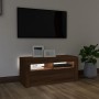 Mobile Porta TV con Luci LED Rovere Marrone 90x35x40 cm