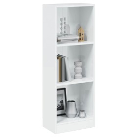 Libreria 3 Ripiani Bianco Lucido 40x24x109 cm Legno Multistrato