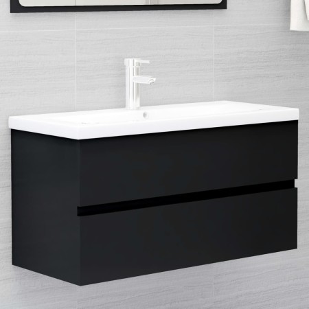 Mobile Lavabo Nero 90x38,5x45 cm in Legno Multistrato