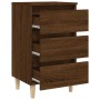 Comodini Gambe in Legno Massello 2pz Rovere Marrone 40x35x69cm