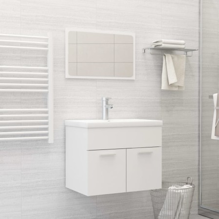 Set Mobili da Bagno 2 pz Bianco in Legno Multistrato