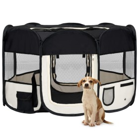 Box per Cani Pieghevole con Borsa Trasporto Nero 125x125x61 cm