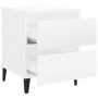 Comodini 2pz Bianco Lucido 40x35x50 cm in Legno Multistrato