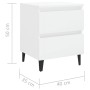 Comodini 2pz Bianco Lucido 40x35x50 cm in Legno Multistrato